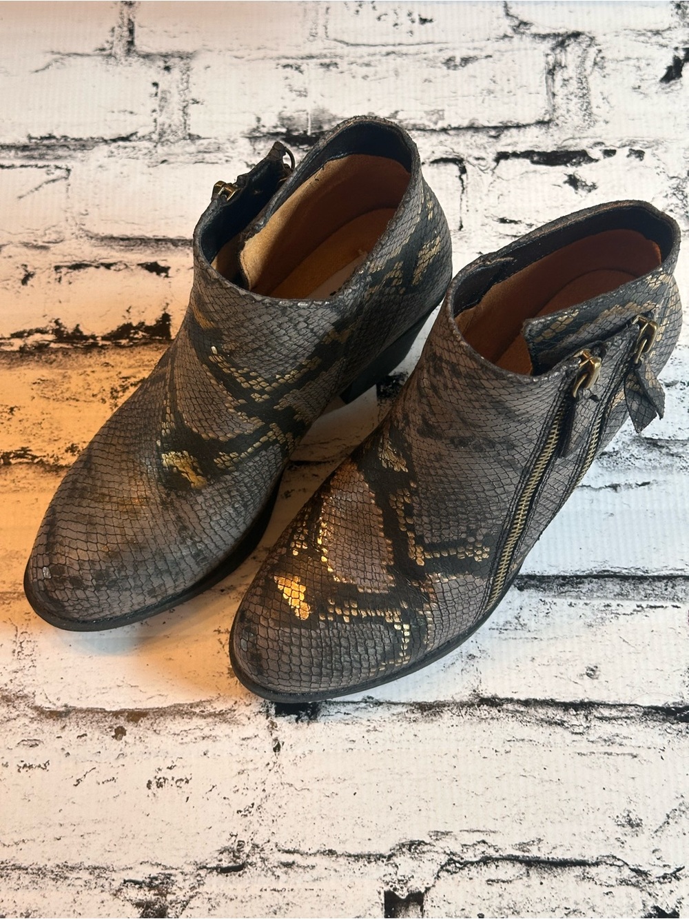 MUK LUKS Yellowstone Yardley Snake Print Ankle Booties – Size 6.5